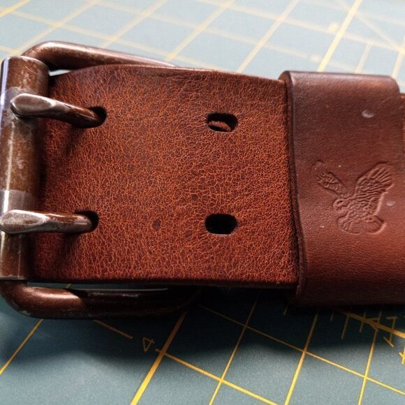 American Eagle Leather Silver Tone Metal Belt - Picture 3 of 9